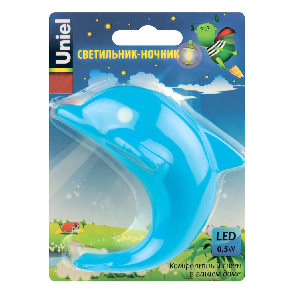 DTL-301-Дельфин/Blue/4LED/0,5W Светильник-ночник. Без выключателя. Блистер