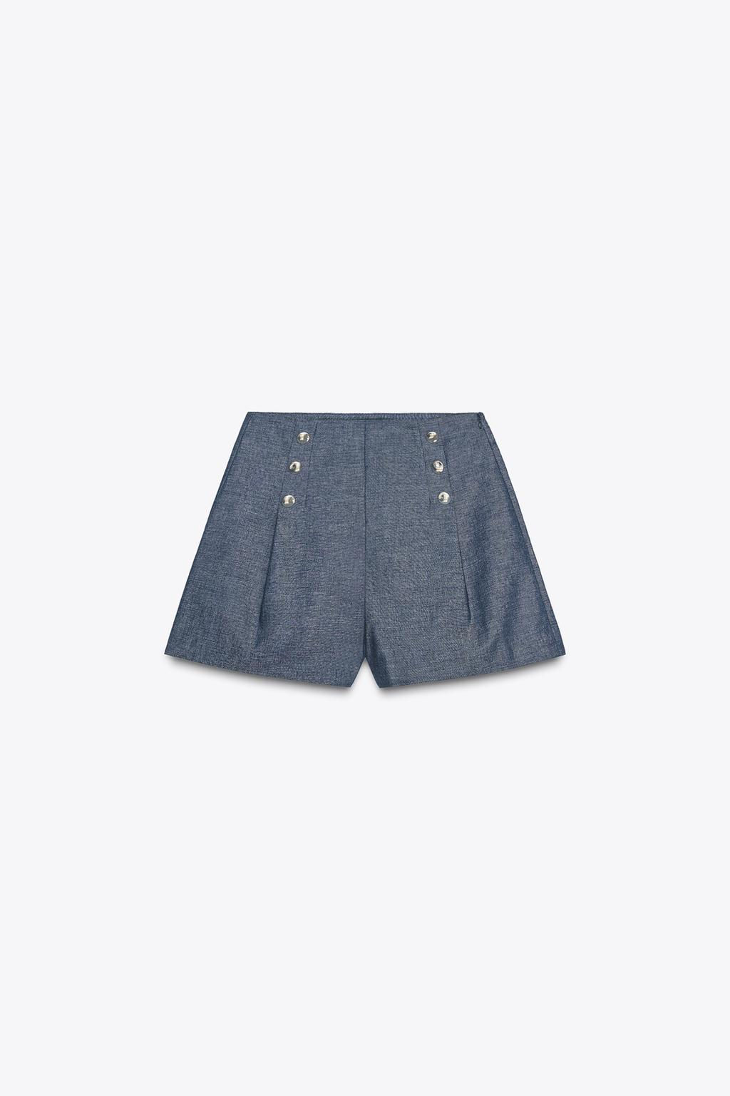 BUTTON DETAIL BERMUDA SHORTS IN A LINEN BLEND - Zara фото 7