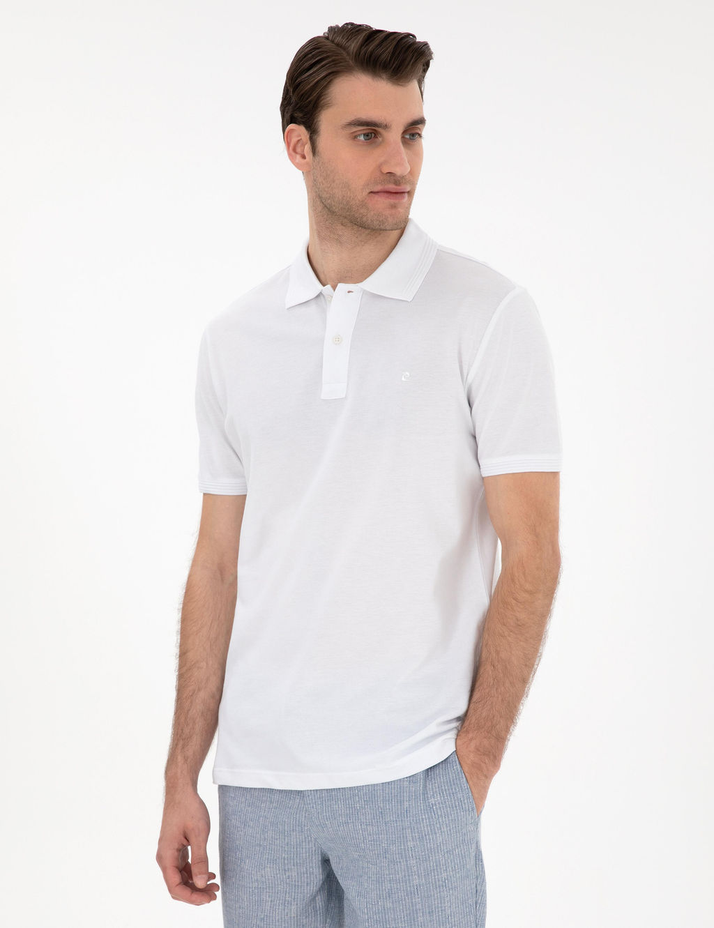Beyaz Slim Fit K_vr_lmaz Polo Yaka Basic Ti__rt - Pierre cardin фото 8