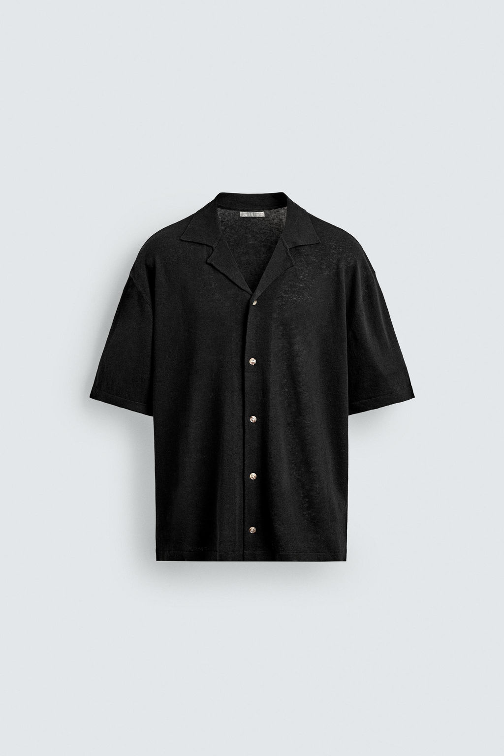 CAMISA PUNTO LINO - ALGOD?N / Negro - Zara фото 7