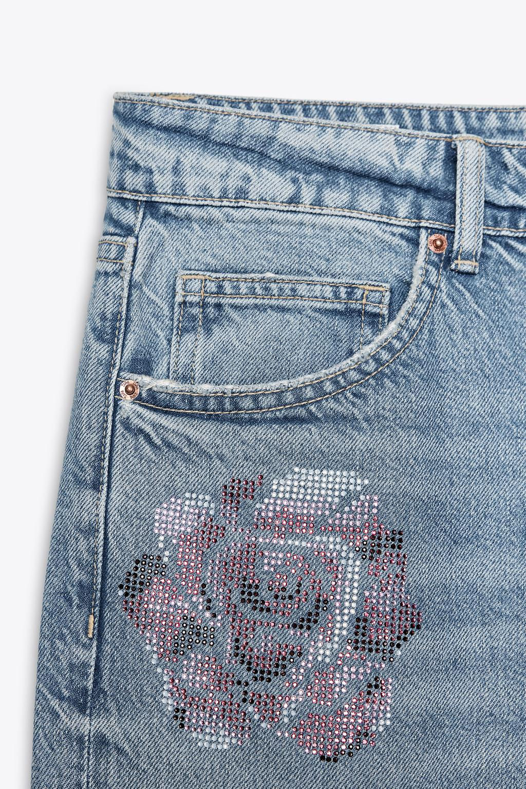 TRF SLOUCHY RHINESTONE MID-WAIST JEANS - Zara фото 6