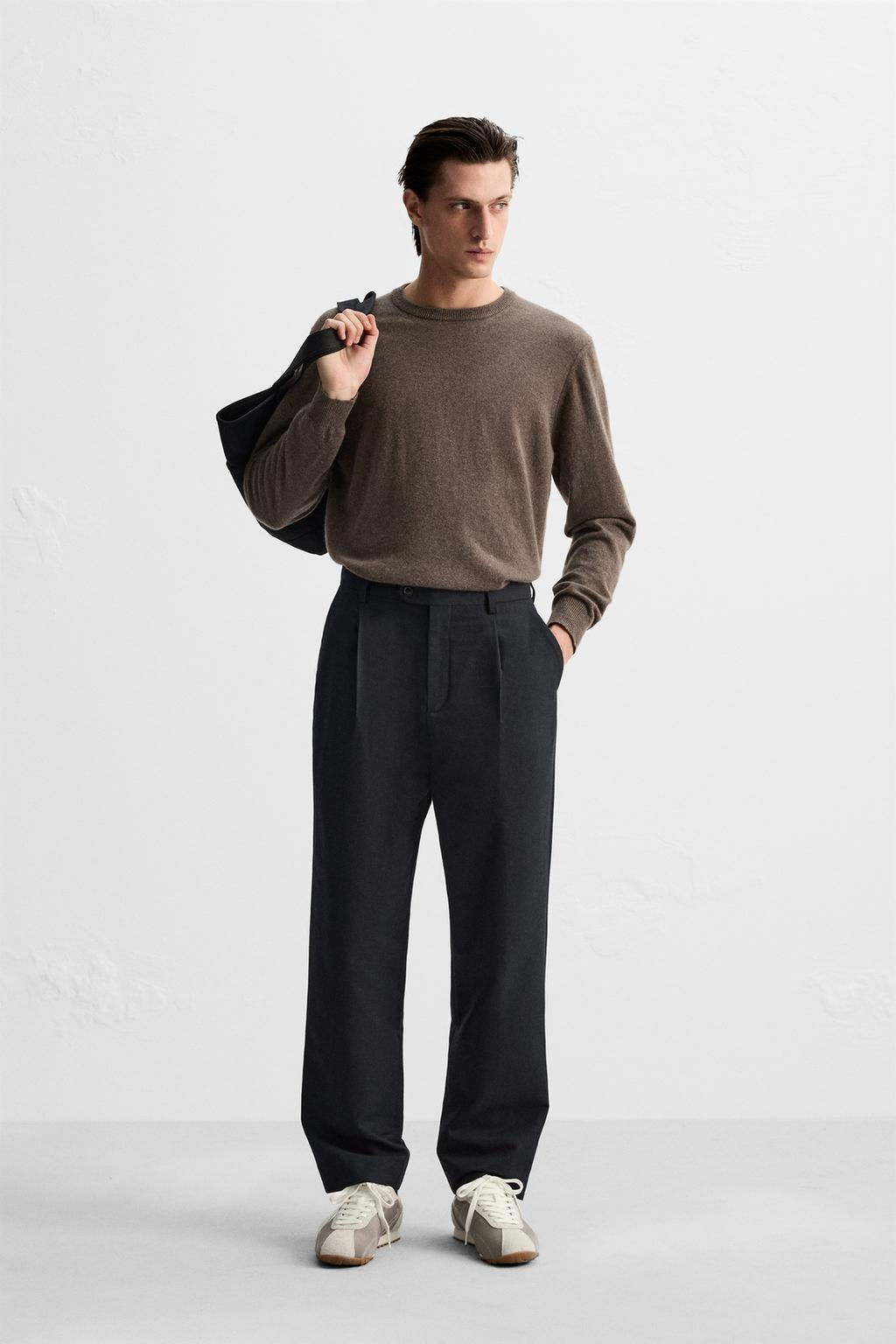 COTTON/WOOL PLEATED TROUSERS - Zara фото 10
