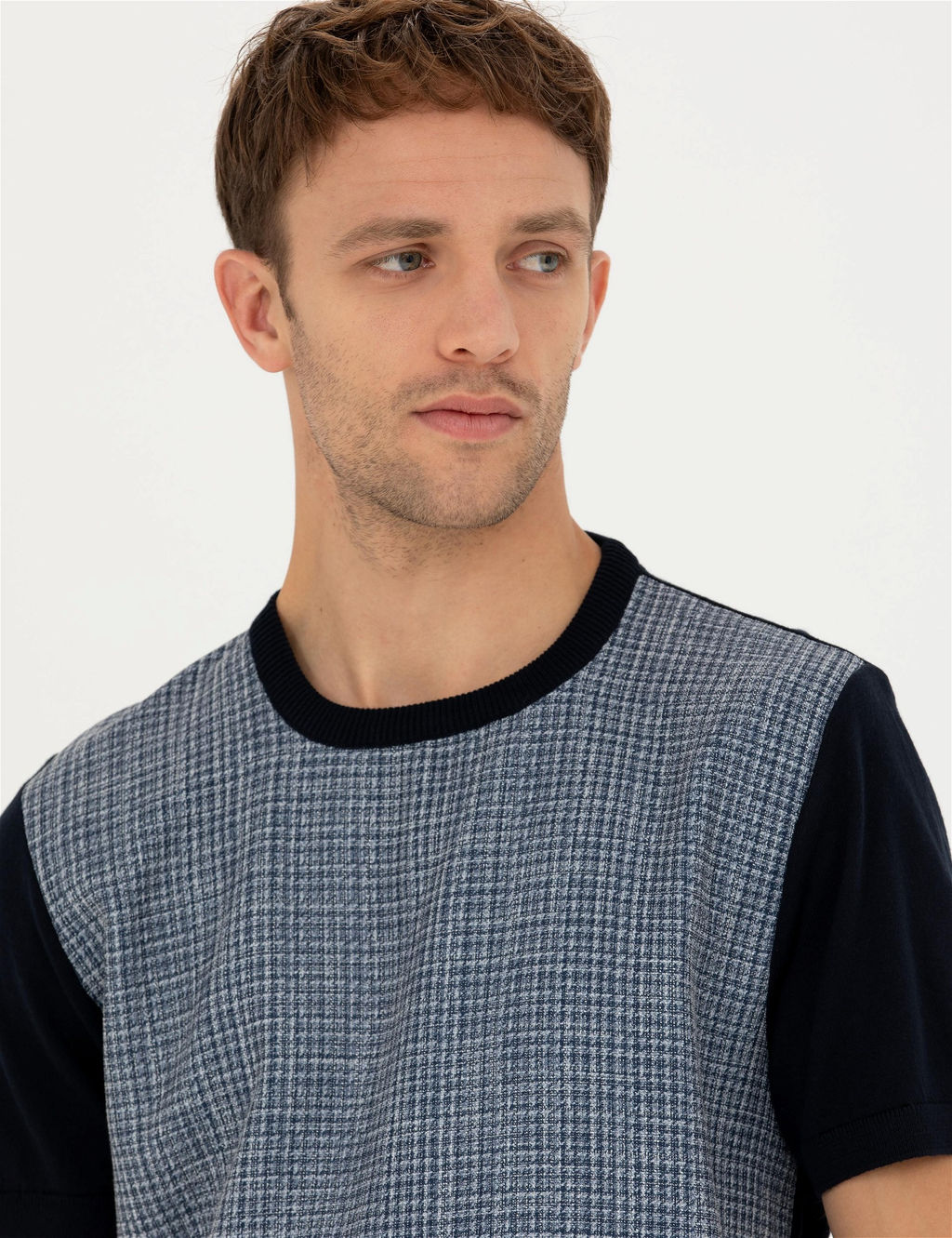 Lacivert Slim Fit Bisiklet Yaka Triko Ti__rt