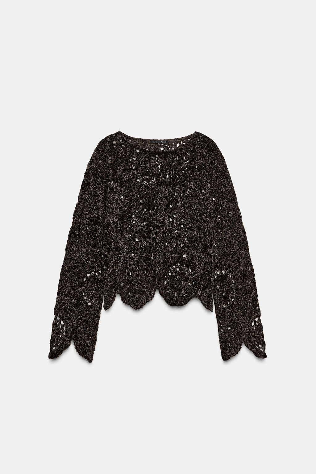 CROCHET LONG SLEEVE TOP - Zara фото 6