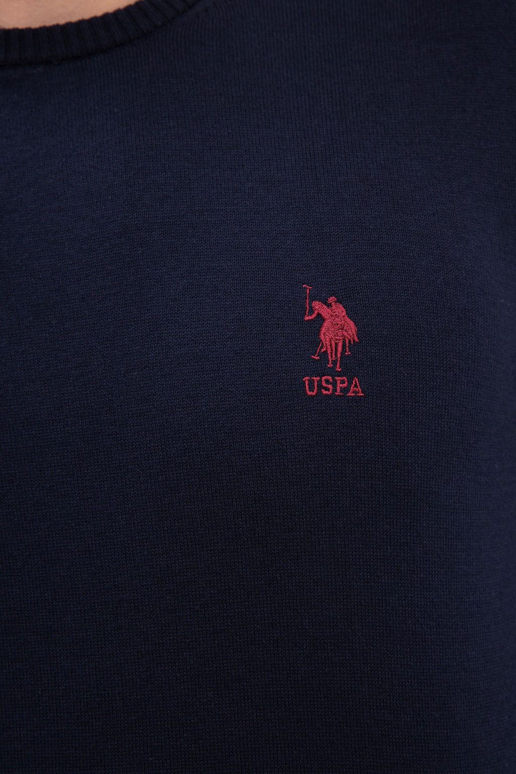 U. S. Polo Assn / Мужской трикотажный свитер темно-синего цвета с круглым вырезом Basic - U.s. polo assn фото 10