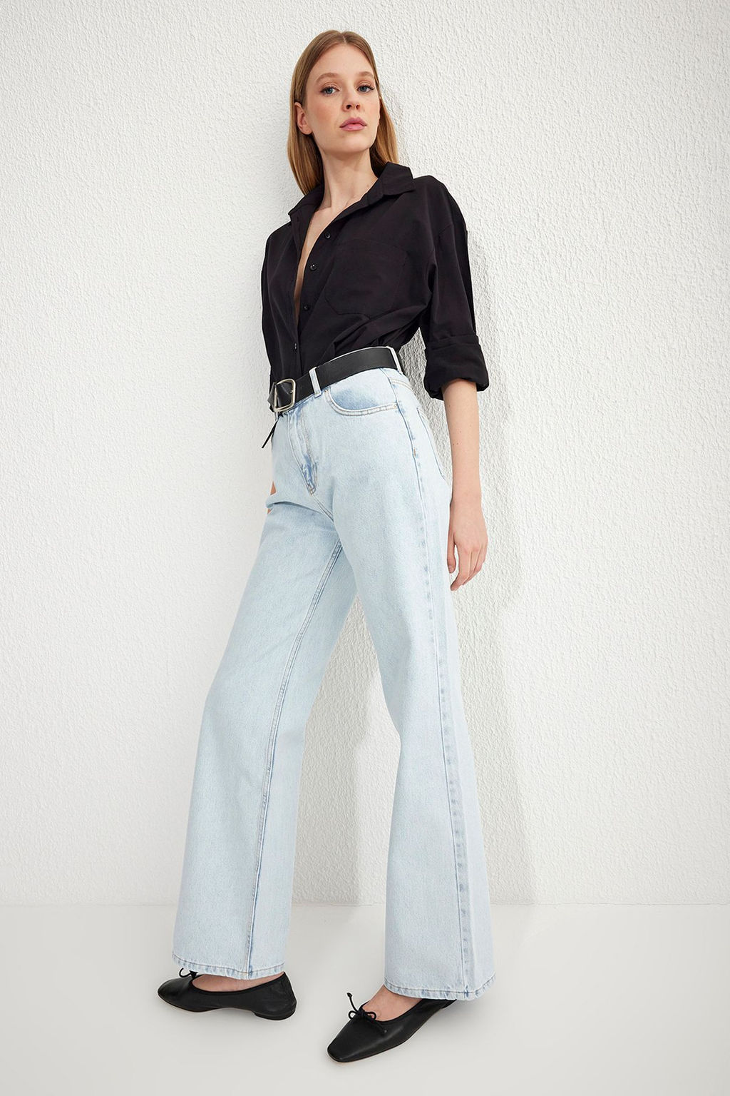 Ac?k Mavi Yuksek Bel Wide Leg Jeans TWOSS25JE00092 - Trendyolmilla фото 2