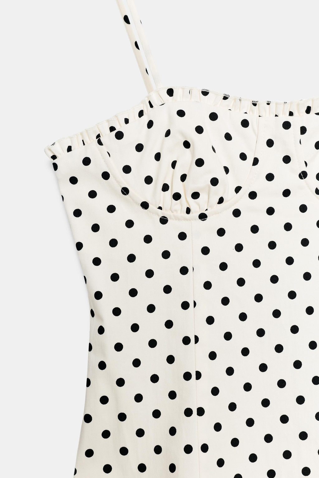 VESTIDO MIDI CORSETERO LUNARES / Blanco / Negro - Zara фото 8