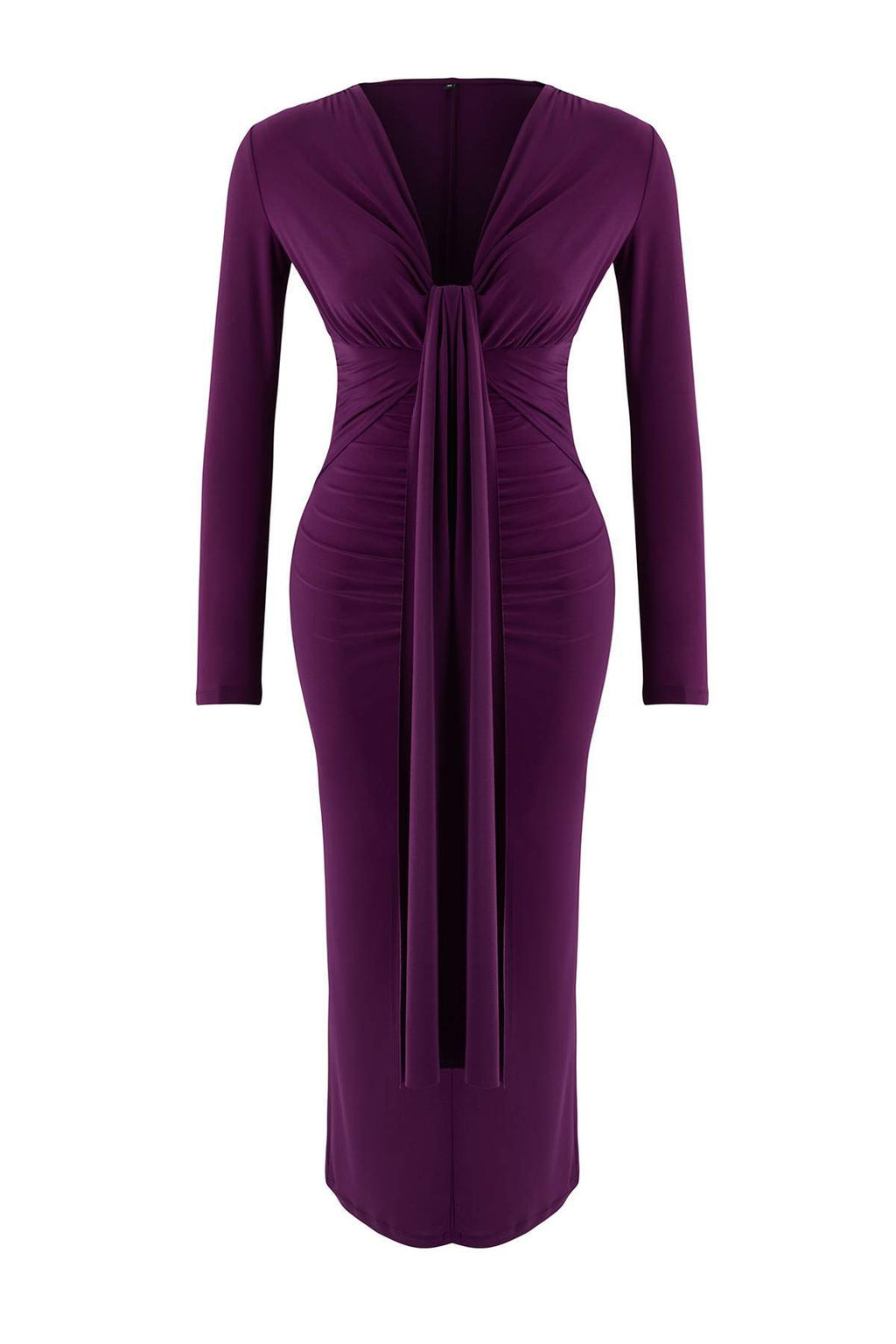 Kahverengi Vucuda Oturan V Yaka Orme S?k Elbise TPRAW25EL00043 - Trendyolmilla фото 21