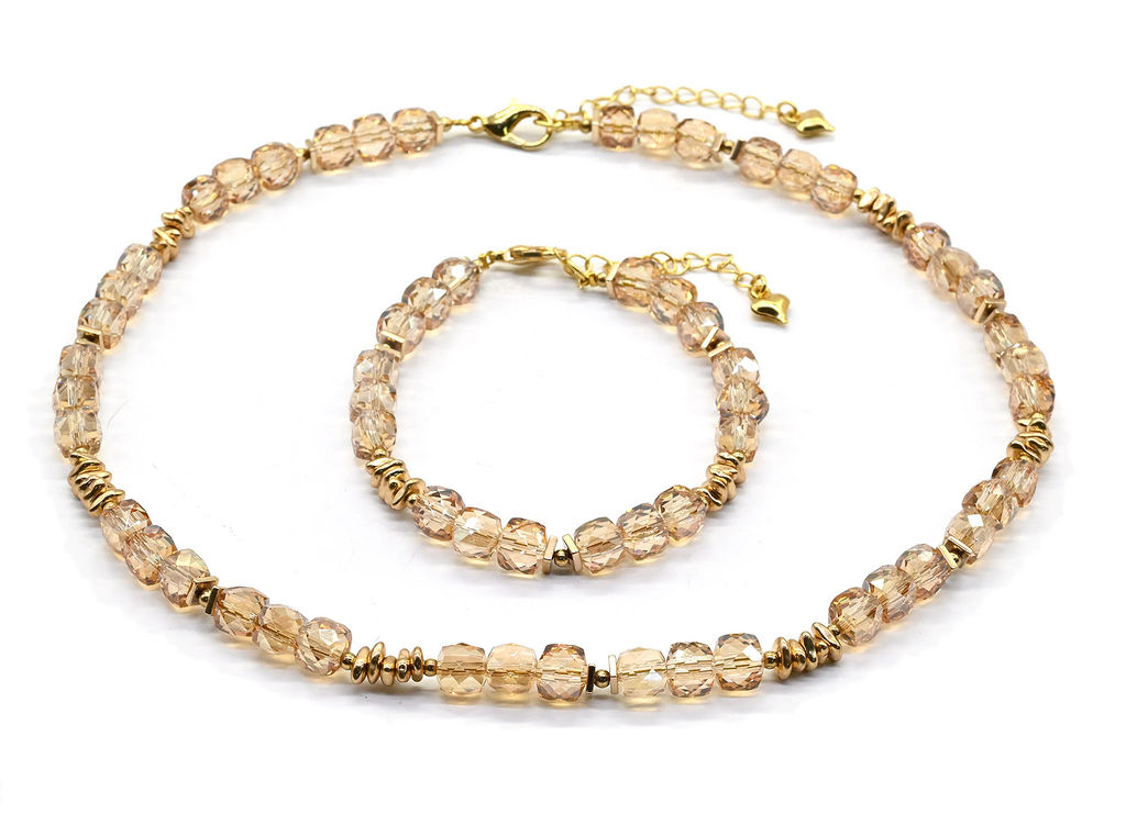 Чокер и браслет из циркона кубик граненый 6*6мм, цвет синий, 40см, 17см - Радуга камня фото 13