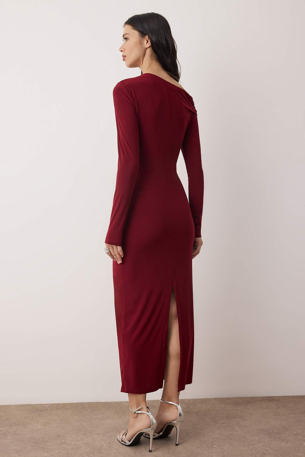 Koyu Bordo Aksesuar Detayl? Orme Maxi Astarl? Elbise TPRAW26EL00111