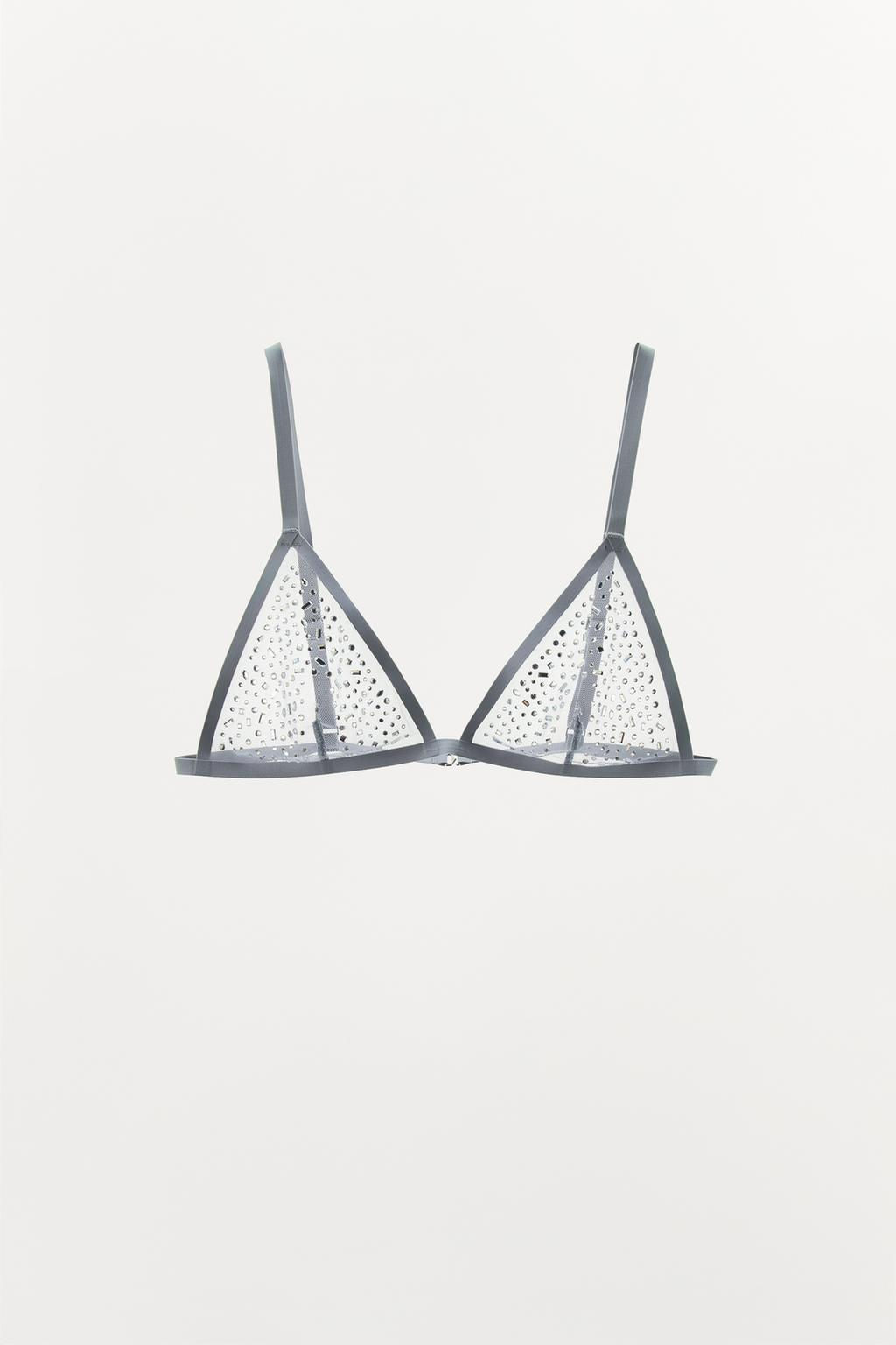 MESH BRALETTE WITH RHINESTONES - Zara фото 3