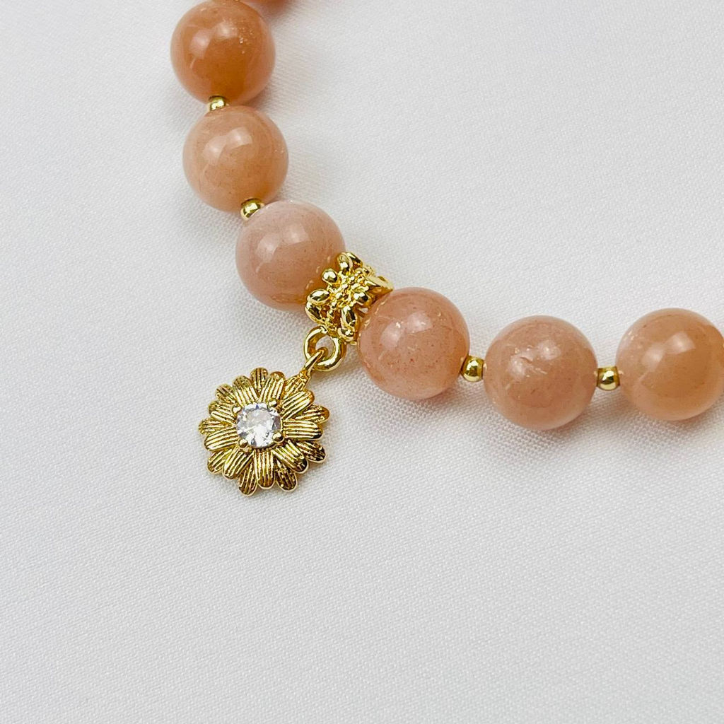 Браслет из Лунного камня с подвеской Цветок - Радуга самоцветов фото 3