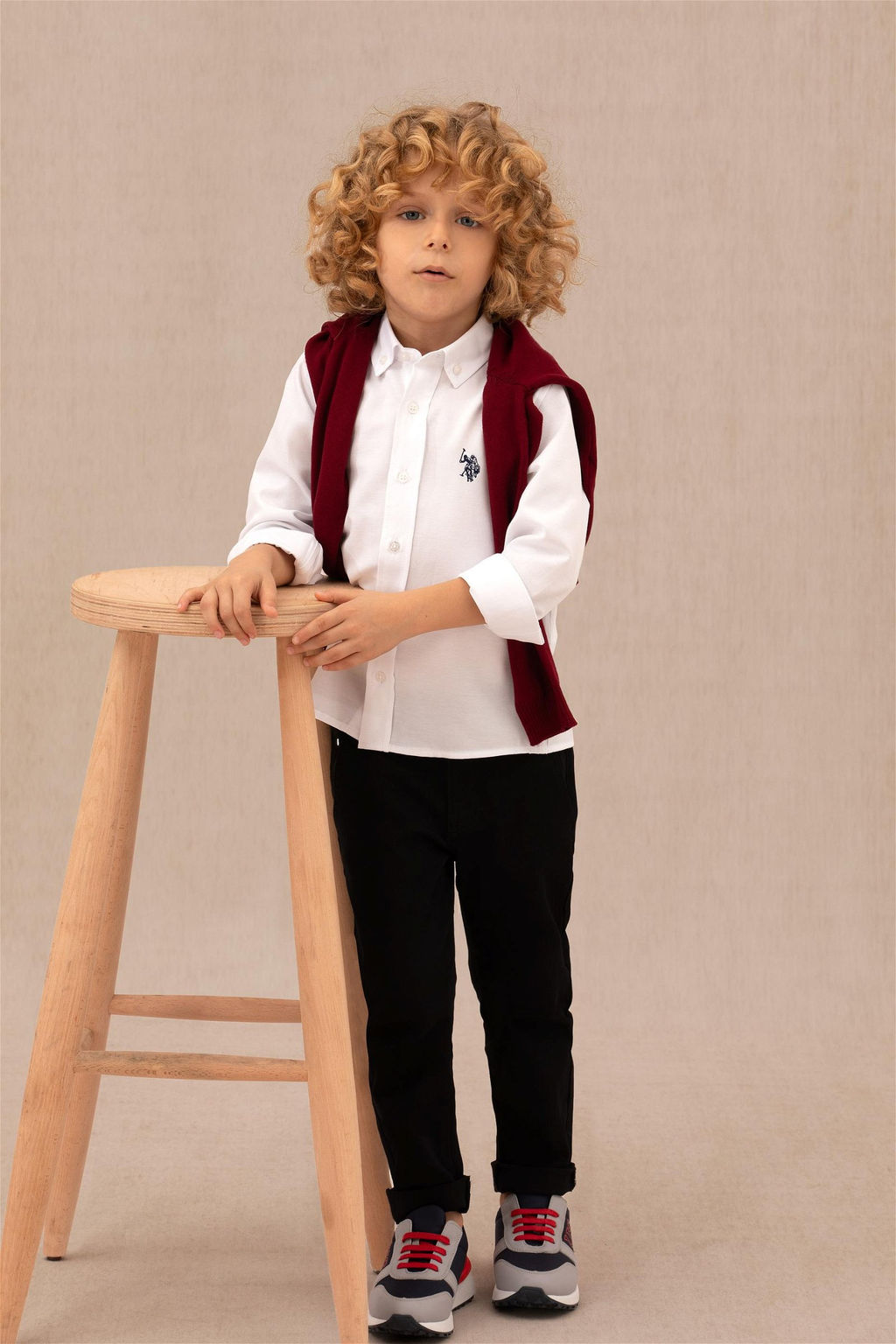 U. S. Polo Assn Белая базовая рубашка с длинным рукавом для мальчика - U.s. polo assn фото 6