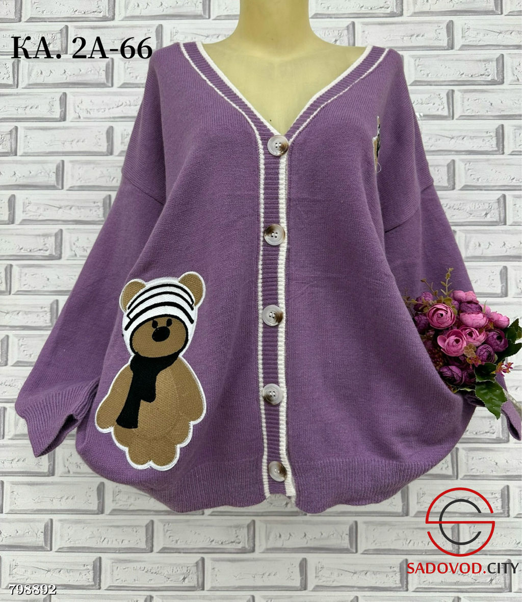 Кардиган женский на пуговицах (рисунок мишка) - Bruno фото 6