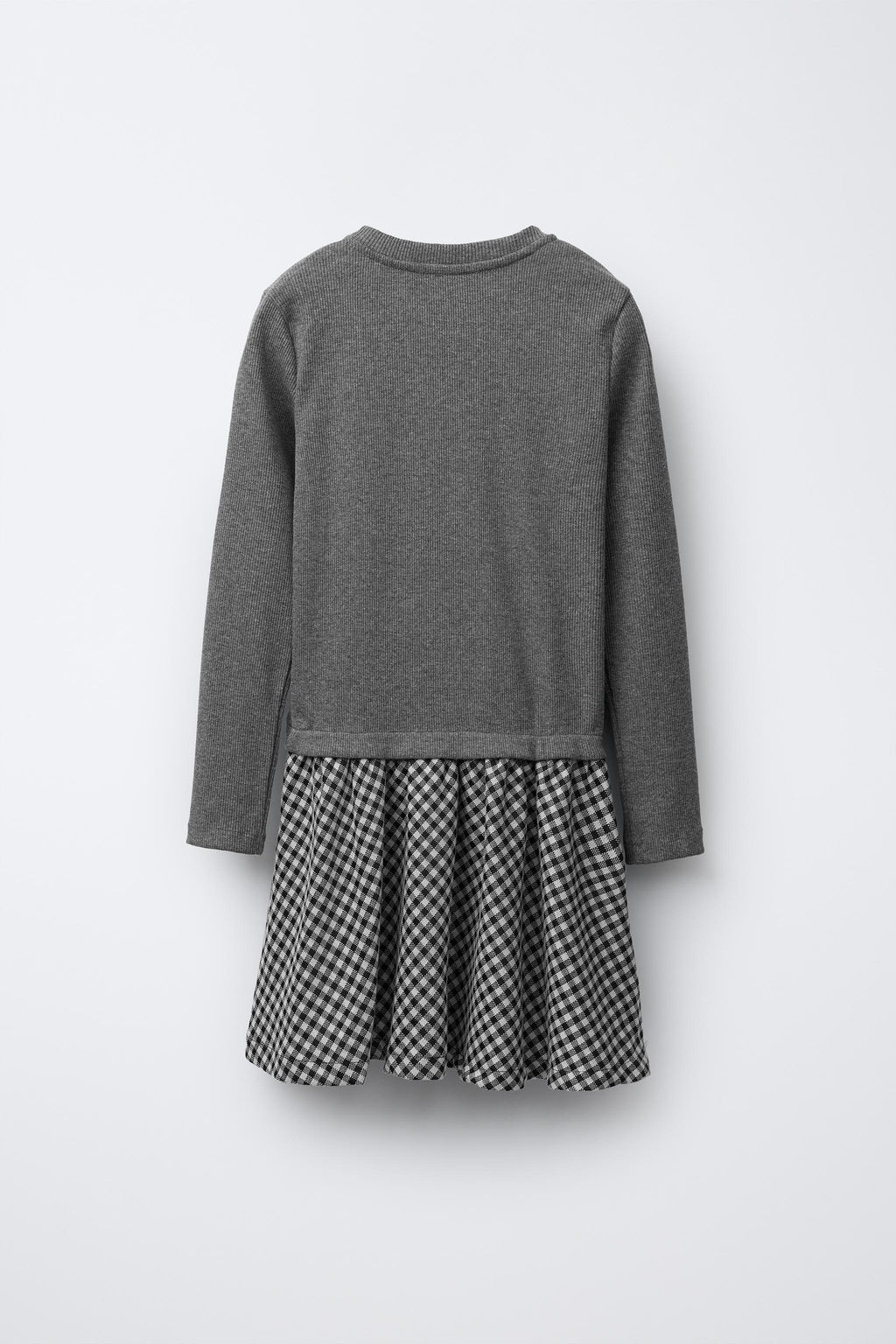RIBBED COMBINATION DRESS WITH CHECK SKIRT - Zara фото 2