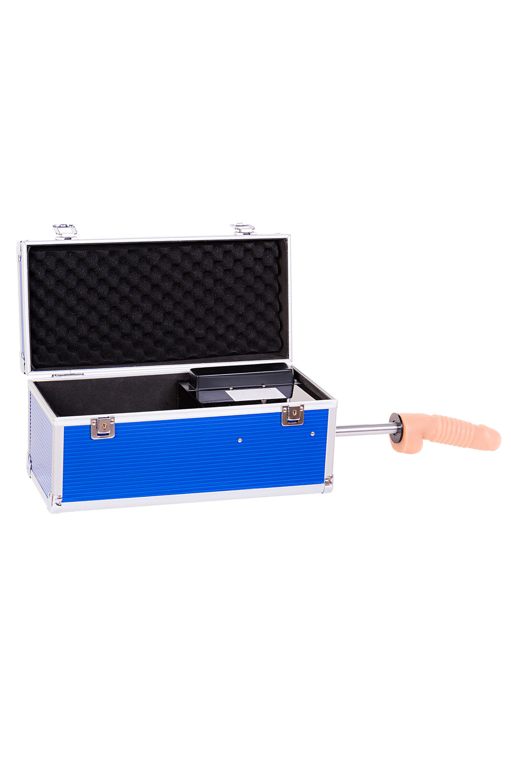 Секс-машина Diva Fuck Box, c двумя насадками, металл, синяя, 39 см  фото 5