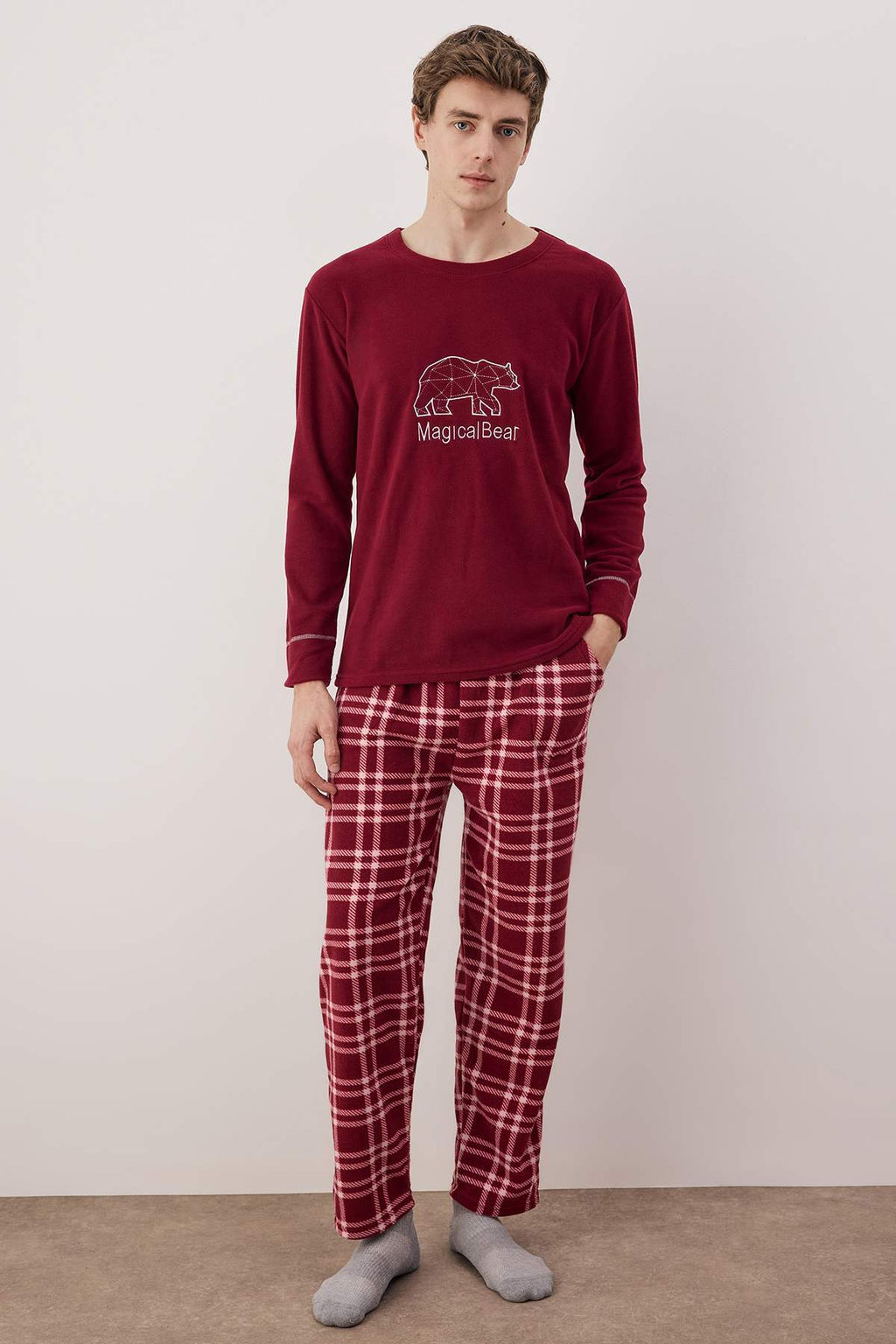 Bordo Polar Ekose Orme Pijama Tak?m? TEDAW25PT00035 - Trendyolmilla фото 5