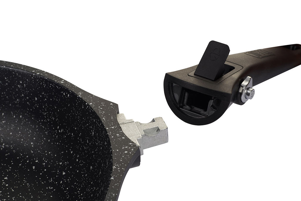 0103 GIPFEL Сковорода MARINELLA 28х6см из литого алюминия, с индукционным дном, с премиальным 3-слойным антипригарным мраморным покрытием Whitford QuanTanium, cо съемной бакелитовой ручкой. Толщина: 2,0/4,5мм  фото 6