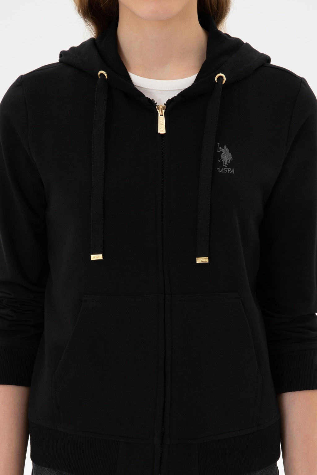 Kad_n Siyah Fermuarl_ Kap__onlu Sweatsh_rt Sepette S_rpriz _ndirim - U.s. polo assn фото 6