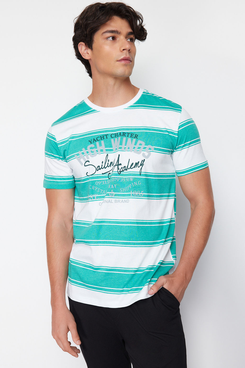 TRENDYOL MAN Sar? Regular Fit Cizgili Orme Pijama Tak?m? TMNSS24PT00041 - Trendyolmilla фото 21