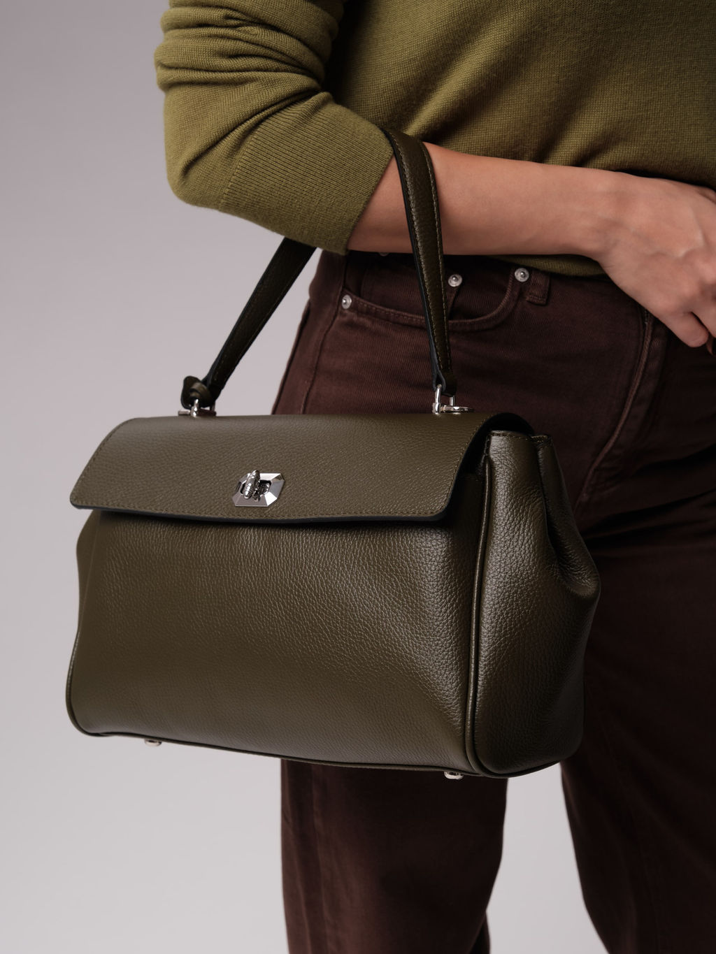 Кожаная сумка Nadi DBR 31356 олива  фото 6