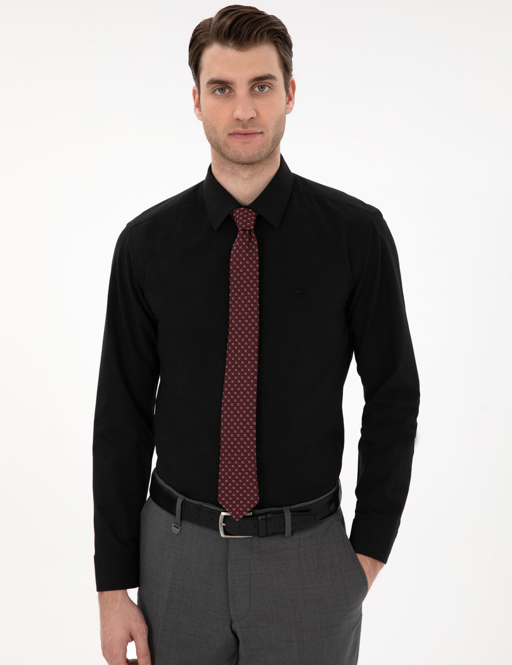 Siyah Slim Fit Uzun Kollu Basic G_mlek - Pierre cardin фото 3