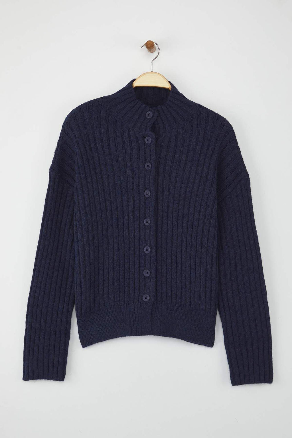 Wardrobe Essentials Lacivert Genis Kal?p Fitilli Yumusak Dokulu Triko H?rka | TWOAW26HI00091