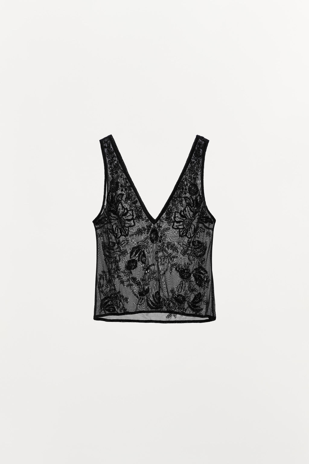 EMBROIDERED TULLE STRAP TOP - Zara фото 4