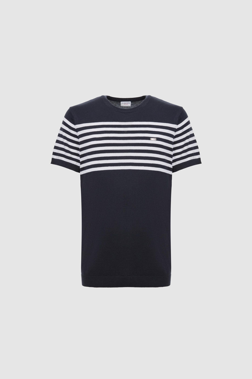 Erkek Slim Fit Bisiklet Yaka Lacivert Triko Ti__rt