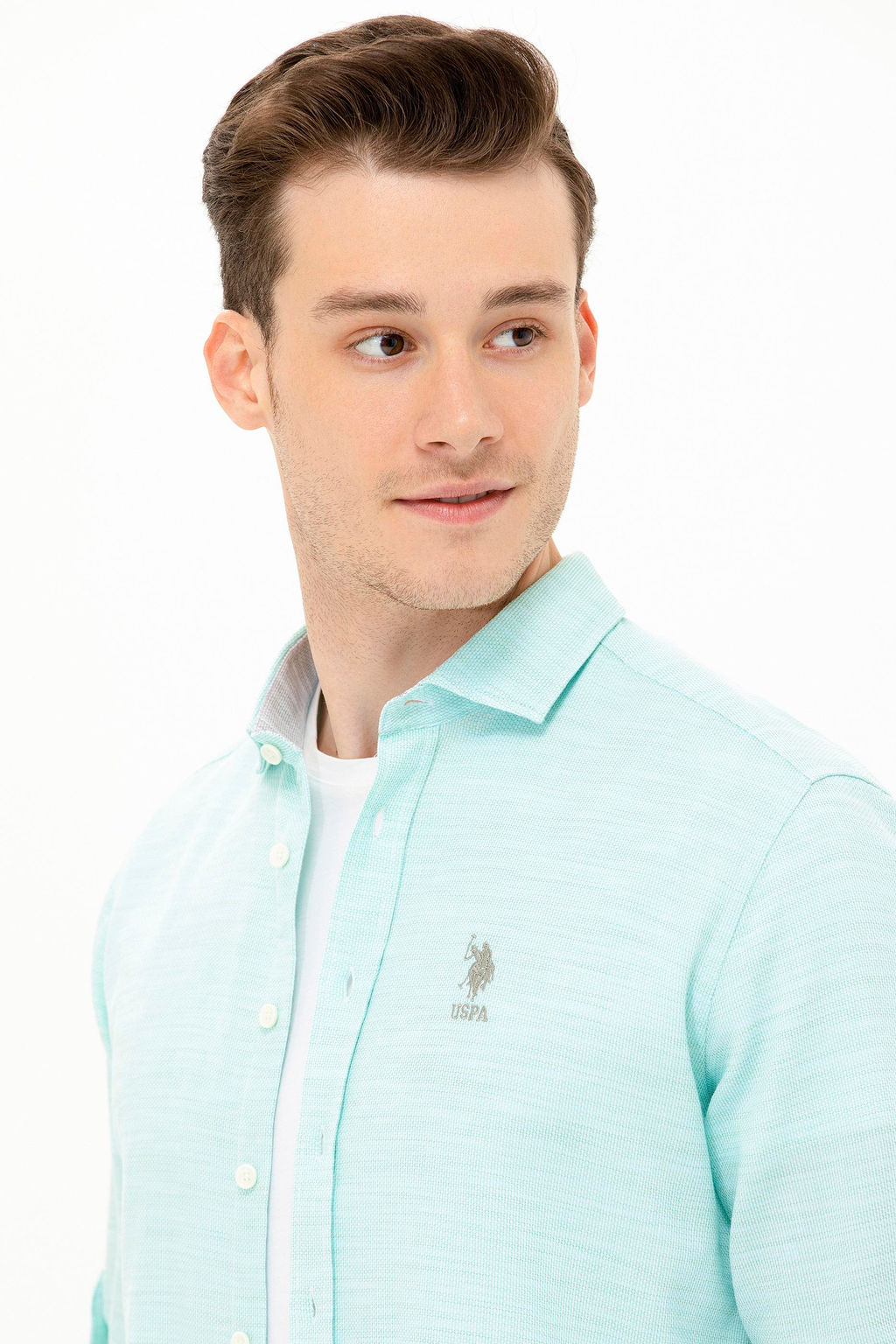 Мужская мятная рубашка с длинным рукавом - U.s. polo assn фото 16