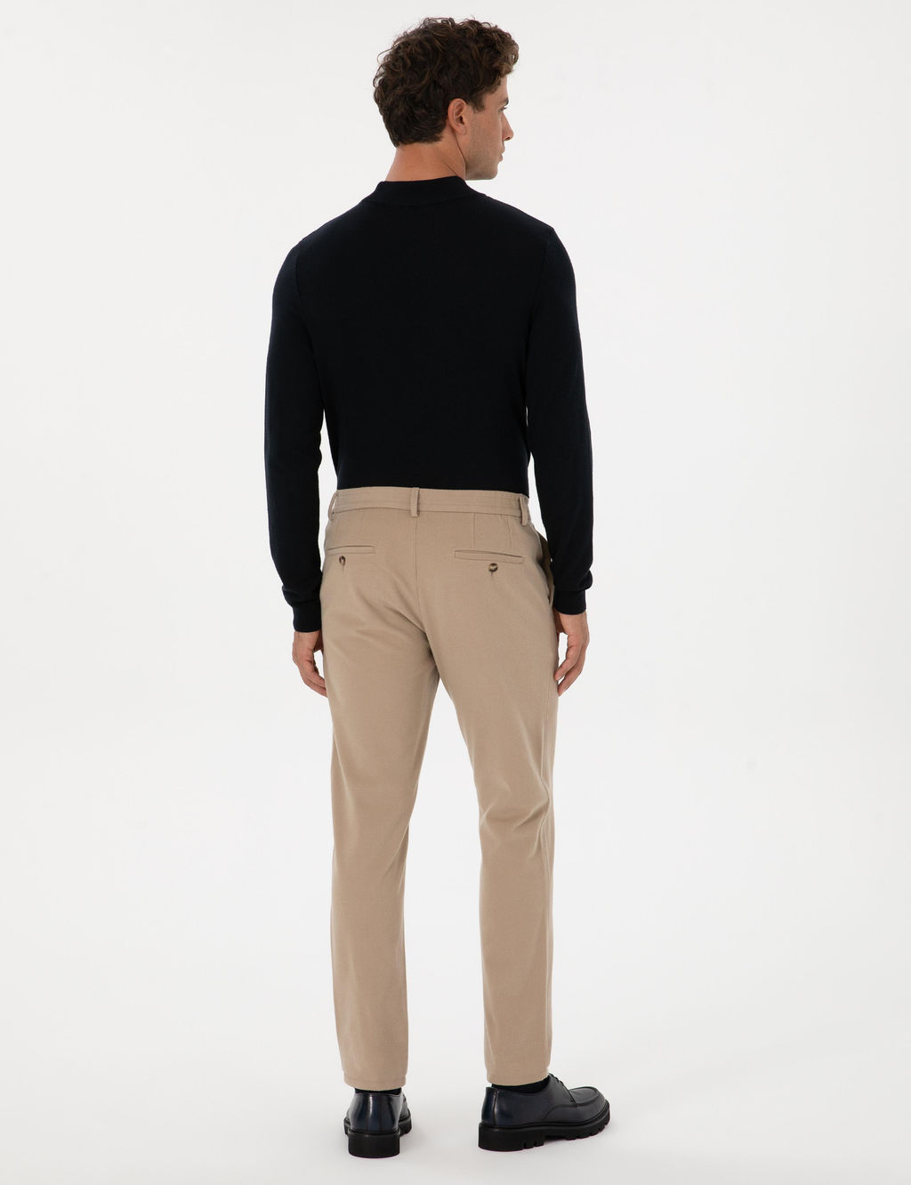 Bej Slim Fit Flanel Dokulu Kuma_ Pantolon - Pierre cardin фото 4