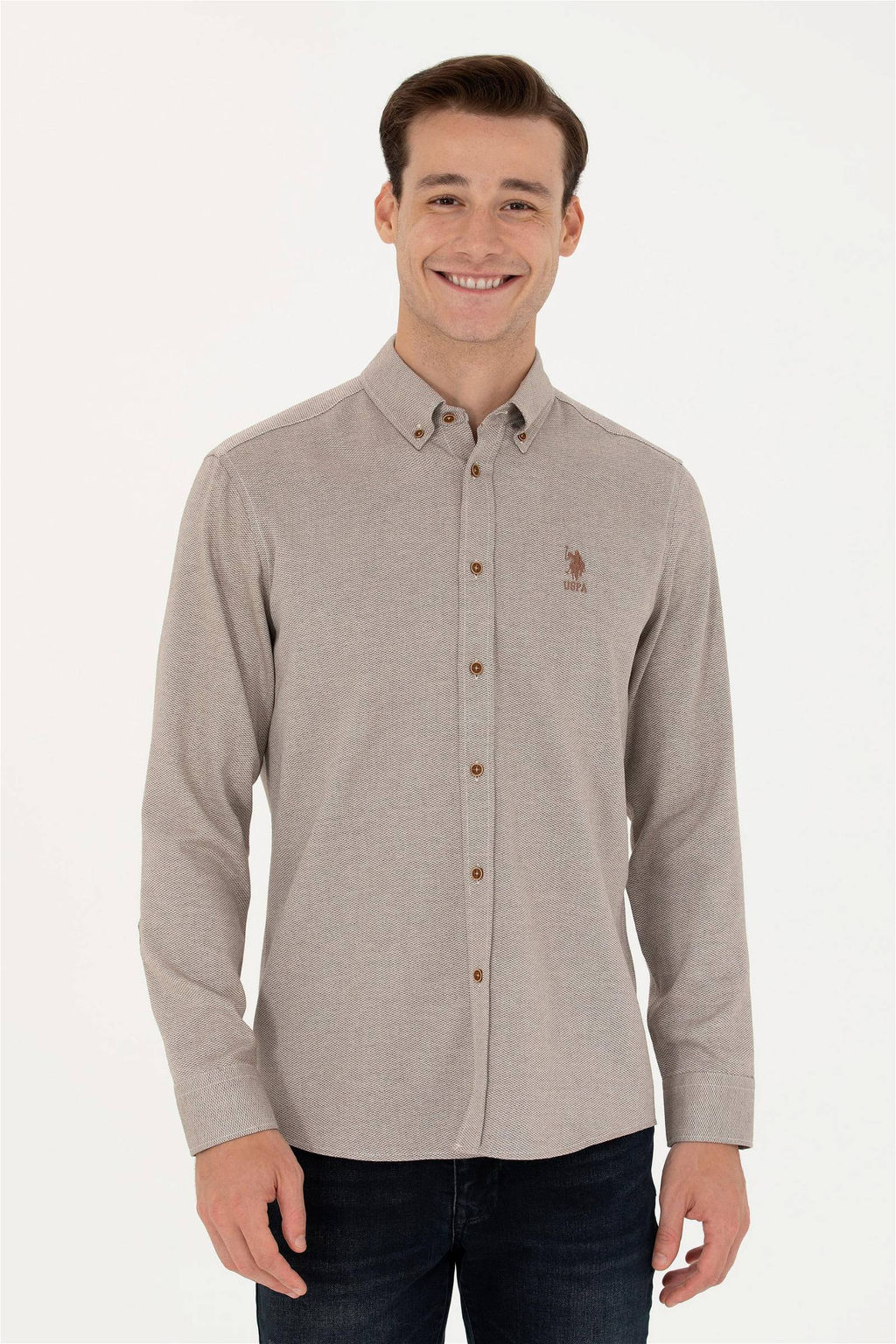 U. S. Polo Assn / Мужская рубашка с длинным рукавом кокосового цвета - U.s. polo assn фото 2