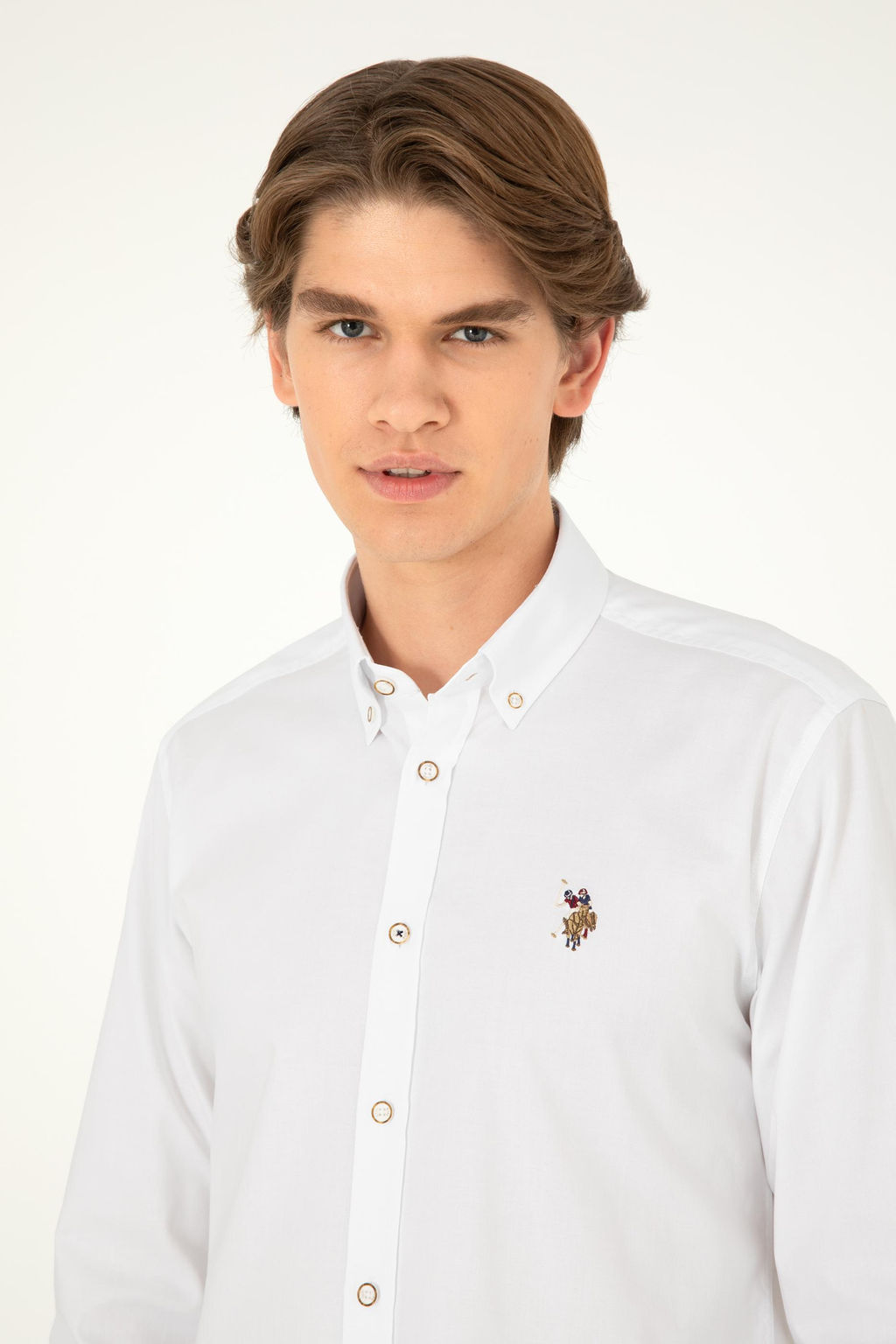 Мужская белая базовая рубашка с длинным рукавом Неожиданная скидка в корзине - U.s. polo assn фото 2