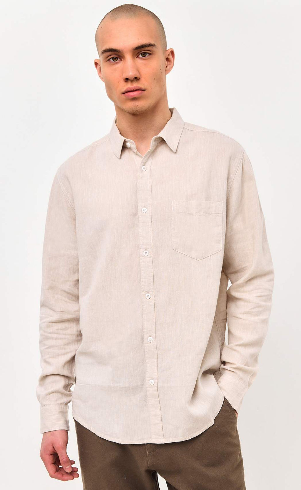 Рубашка д/р лен F111-0450-1 beige - Fine joyce фото 9