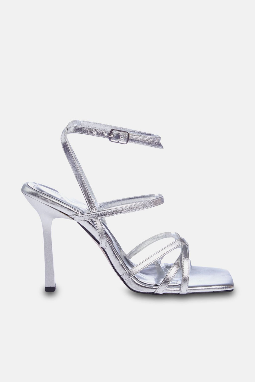 Trendyol Shoes Metalik Gumus Bantl? Kare Burun Kad?n Topuklu Sandalet TAKSS24TO00003 - Trendyolmilla фото 5