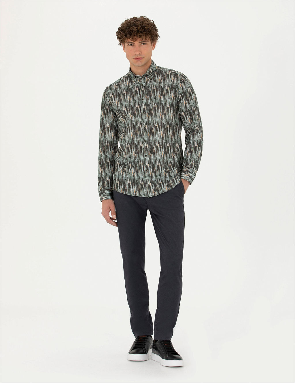 Haki Slim Fit Uzun Kollu G_mlek - Pierre cardin фото 4