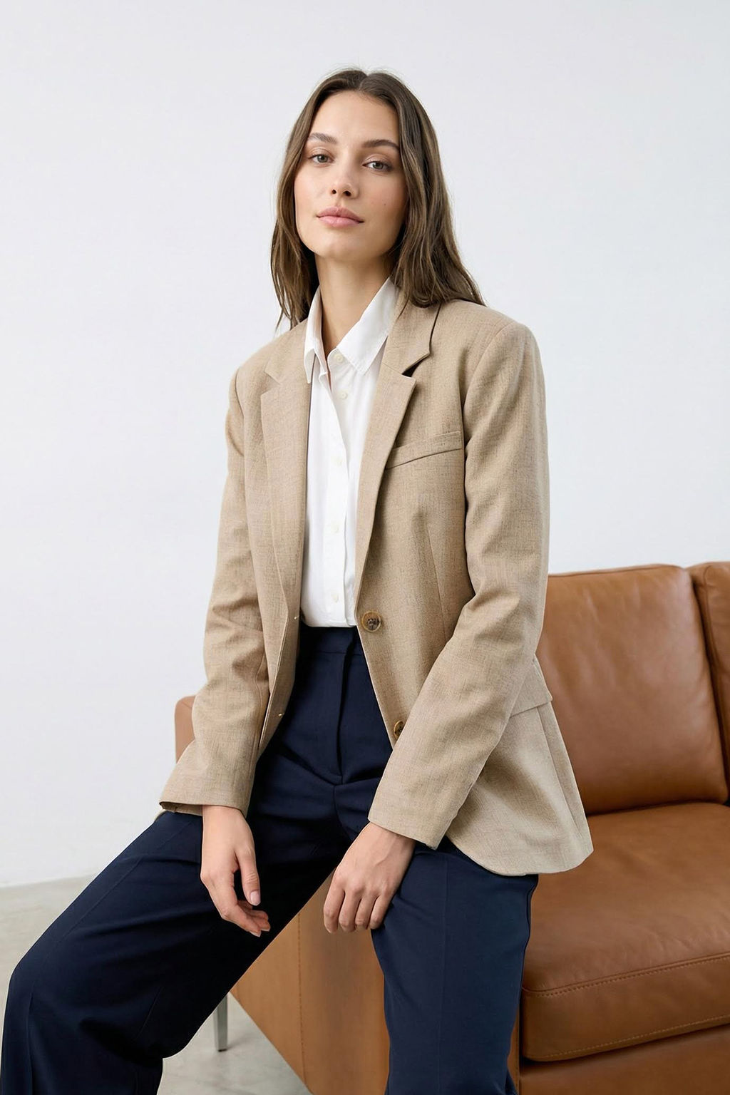 Bej Blazer Ceket TWOAW26BC00009 - Trendyolmilla фото 6
