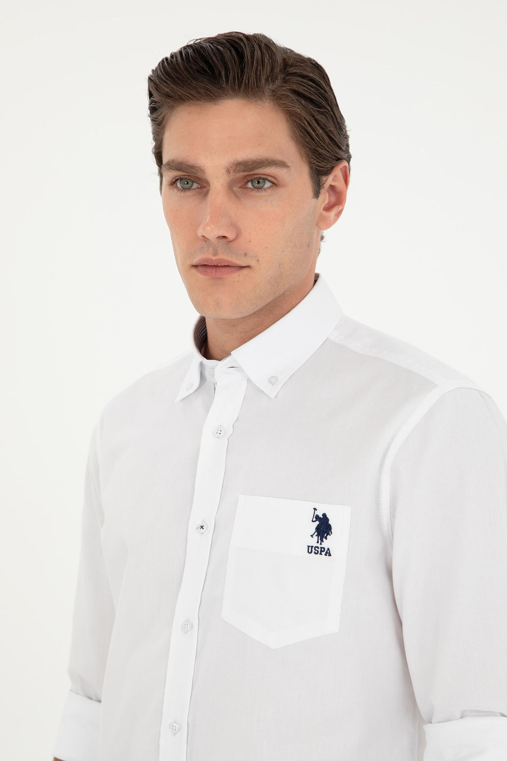 Мужская белая рубашка с длинным рукавом - U.s. polo assn фото 2