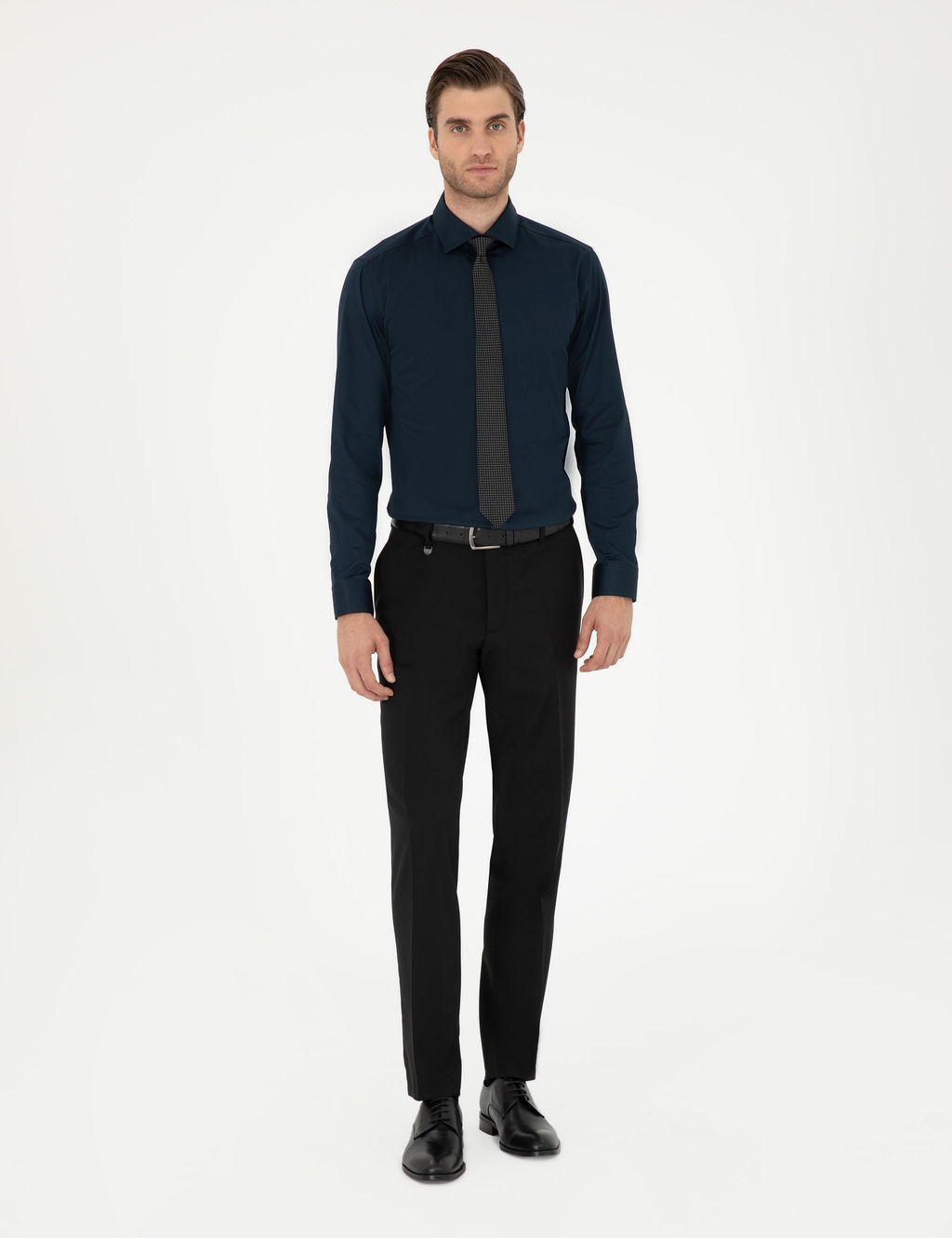 Lacivert Ex. Slim Fit Uzun Kollu Basic G_mlek