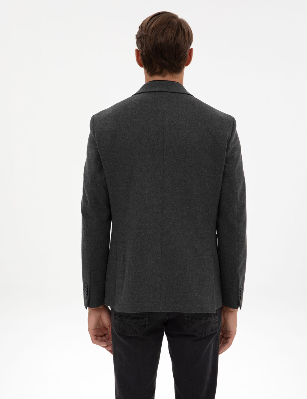 Antrasit Slim Fit Flanel Dokulu Ceket