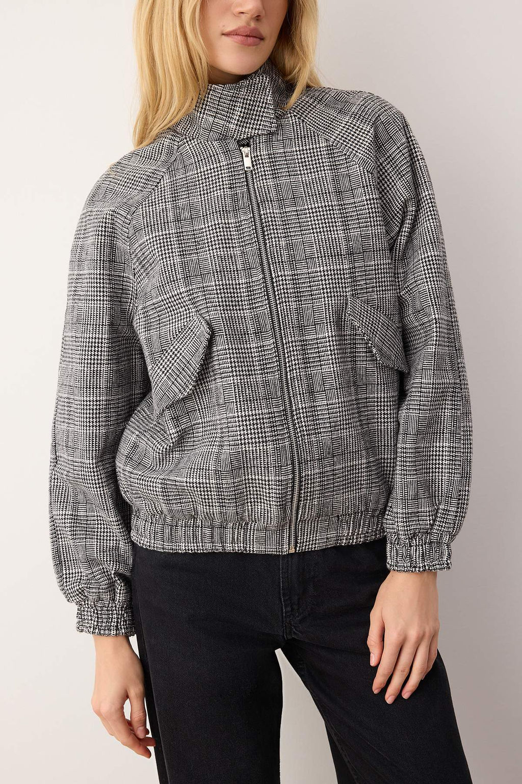 Cok Renkli Ekose Desenli Regular Kal?p Kase Bomber Ince Ceket MontTWOAW26MO00137 - Trendyolmilla фото 5