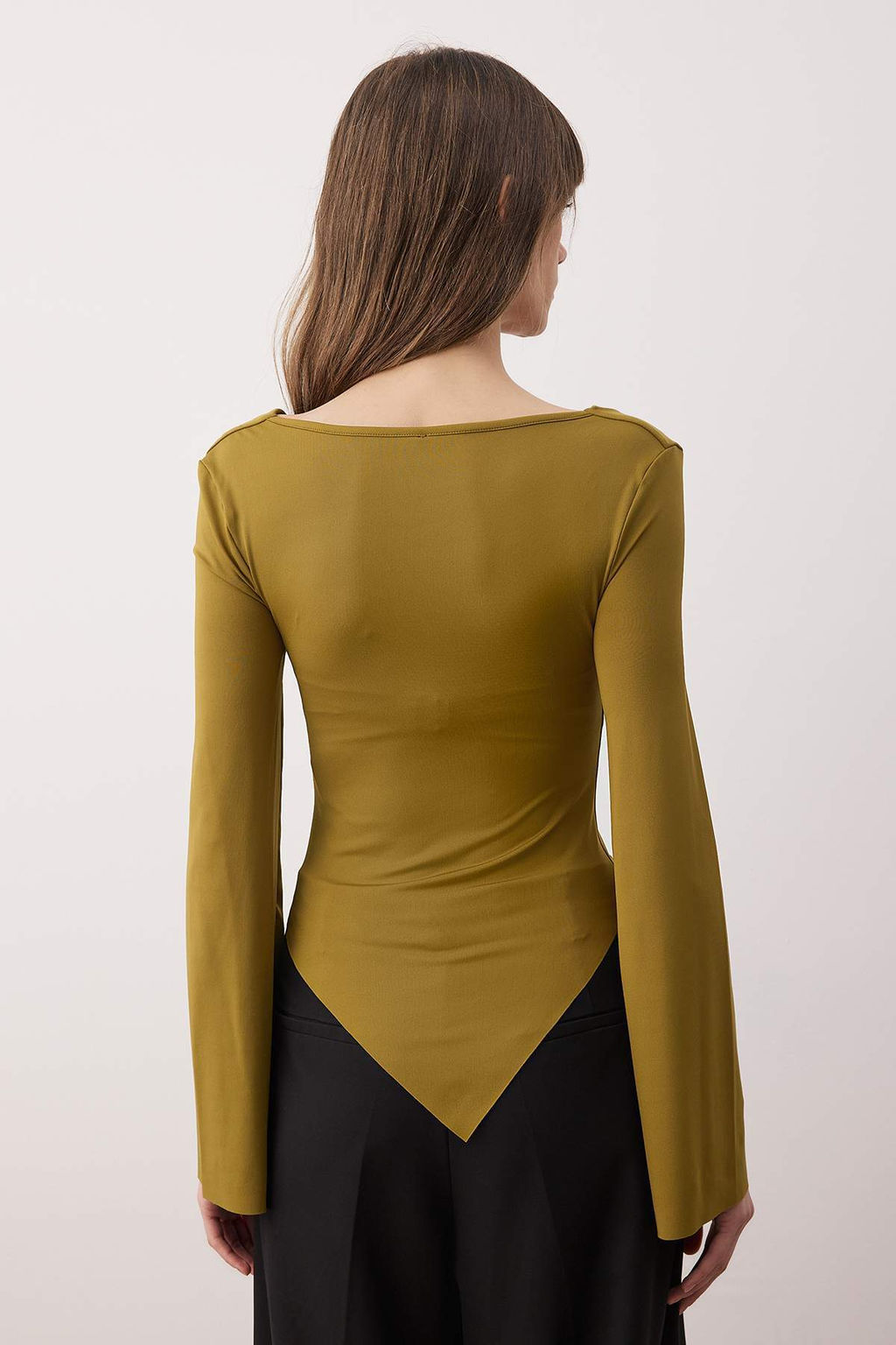 Yag Yesil Degaje Yaka Asimetrik Fitted/Vucuda Oturan Orme Bluz TWOAW26BZ00283 - Trendyolmilla фото 8