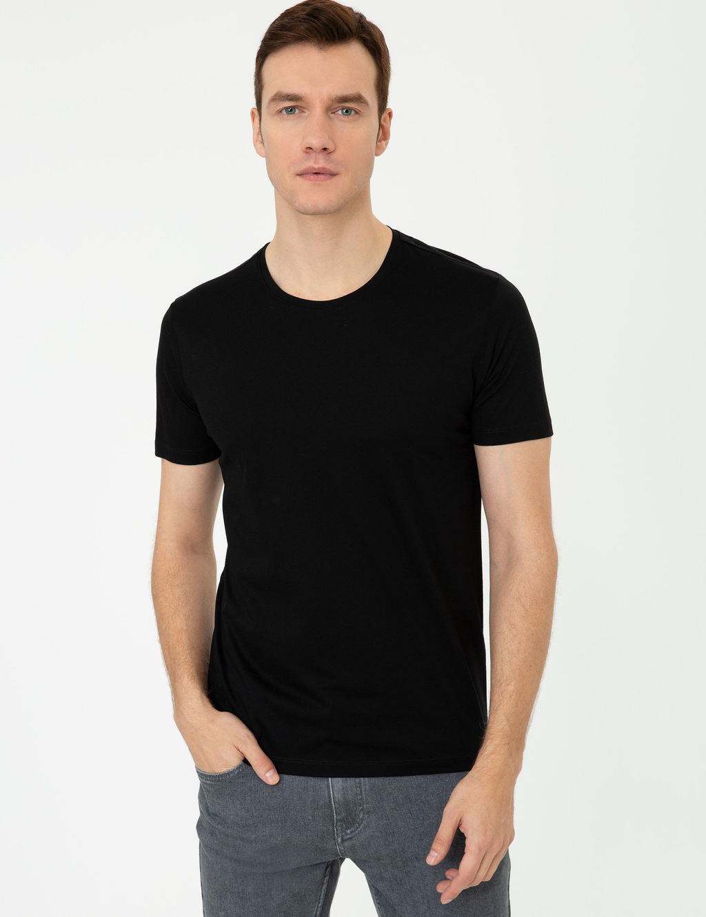 Черная облегающая базовая футболка