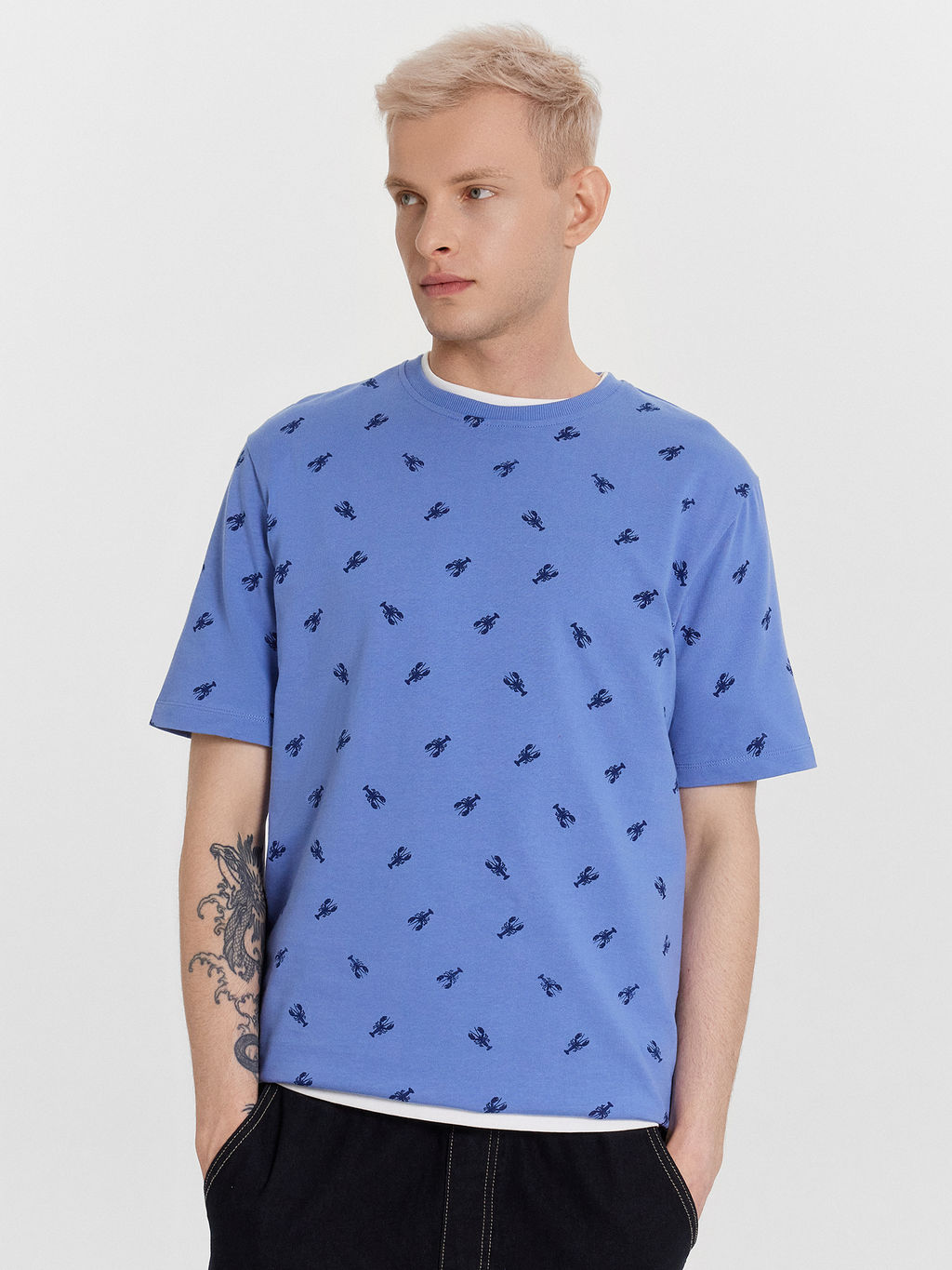Футболка мужская синяя с принтом лобстеры - Mark formelle фото 5