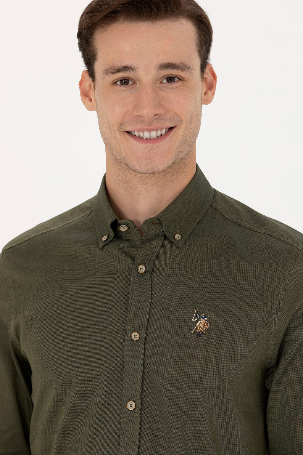 Мужская базовая рубашка цвета хаки с длинным рукавом Неожиданная скидка в корзине - U.s. polo assn фото 2