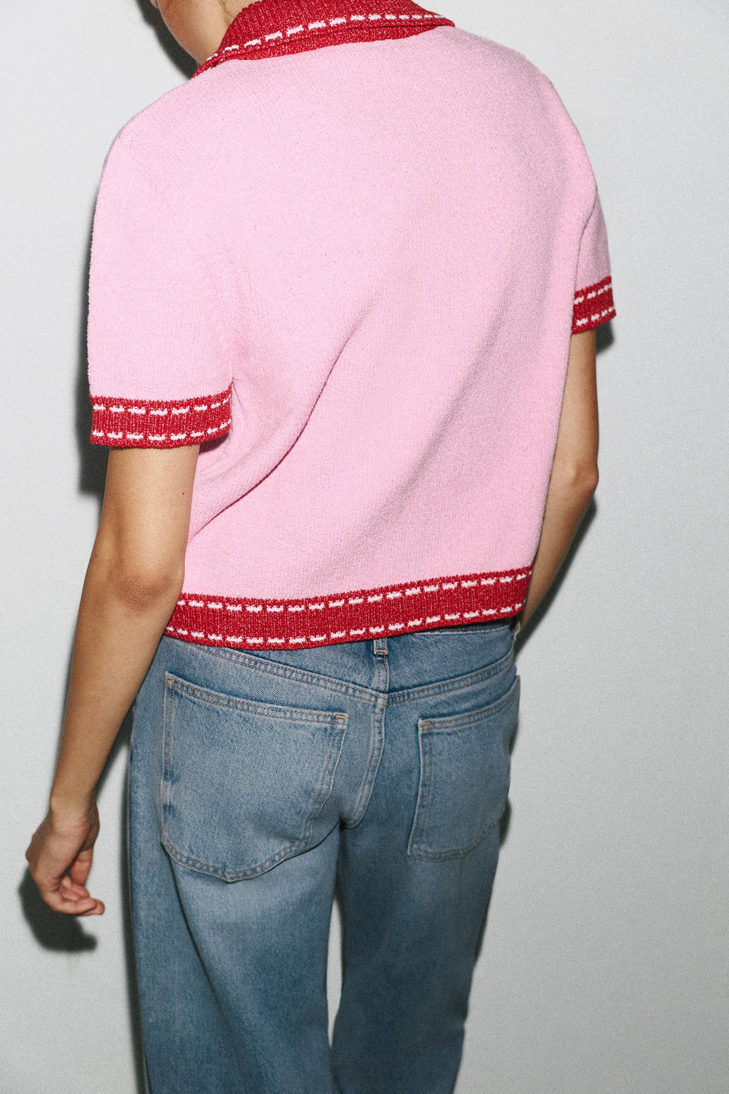 STITCHED KNIT CARDIGAN WITH SHORT SLEEVES - Zara фото 4
