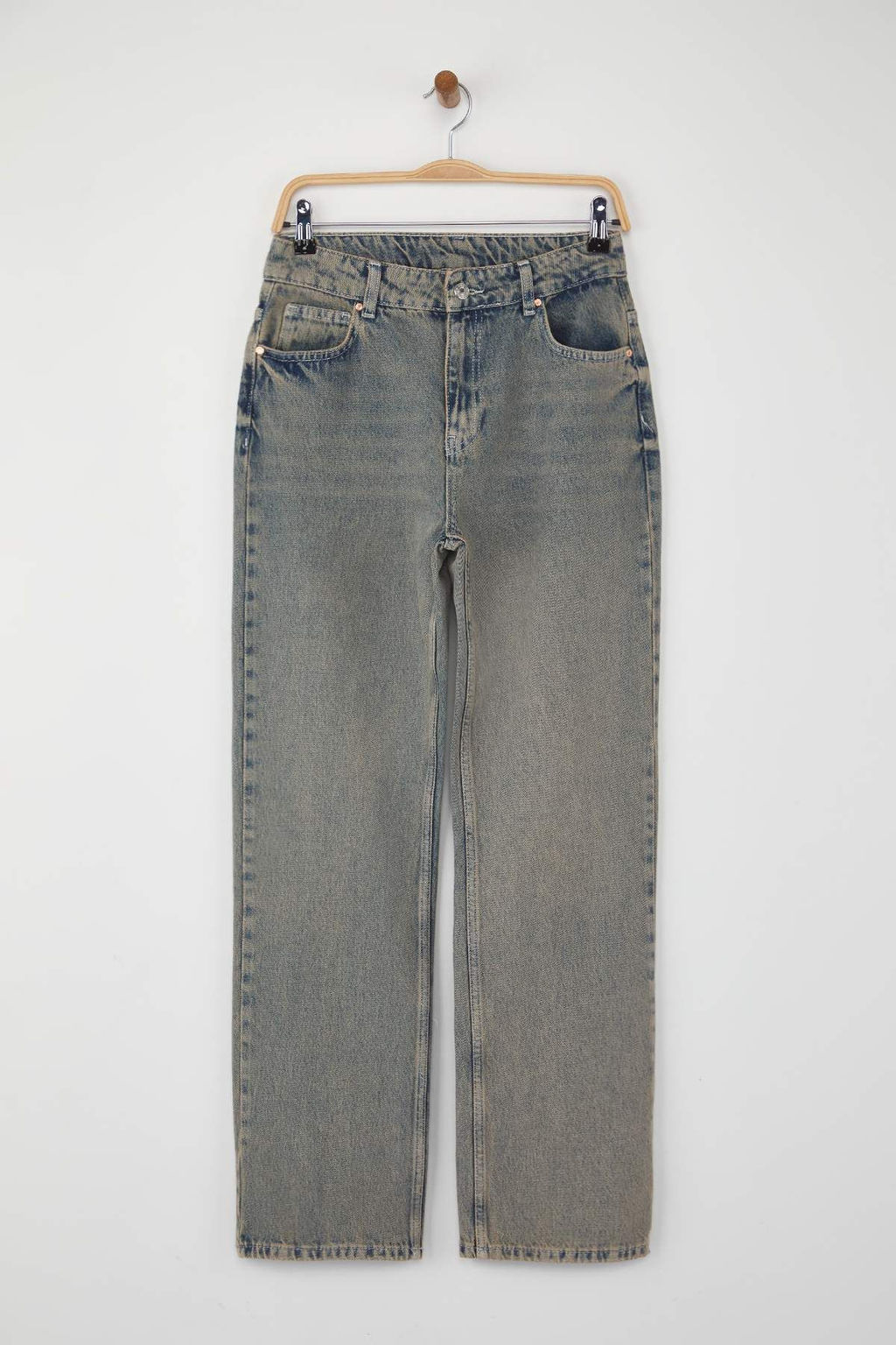 Mavi Normal Bel Vintage Y?kama Efektli Yeni Straight Jeans TWOAW26JE00064 - Trendyolmilla фото 5