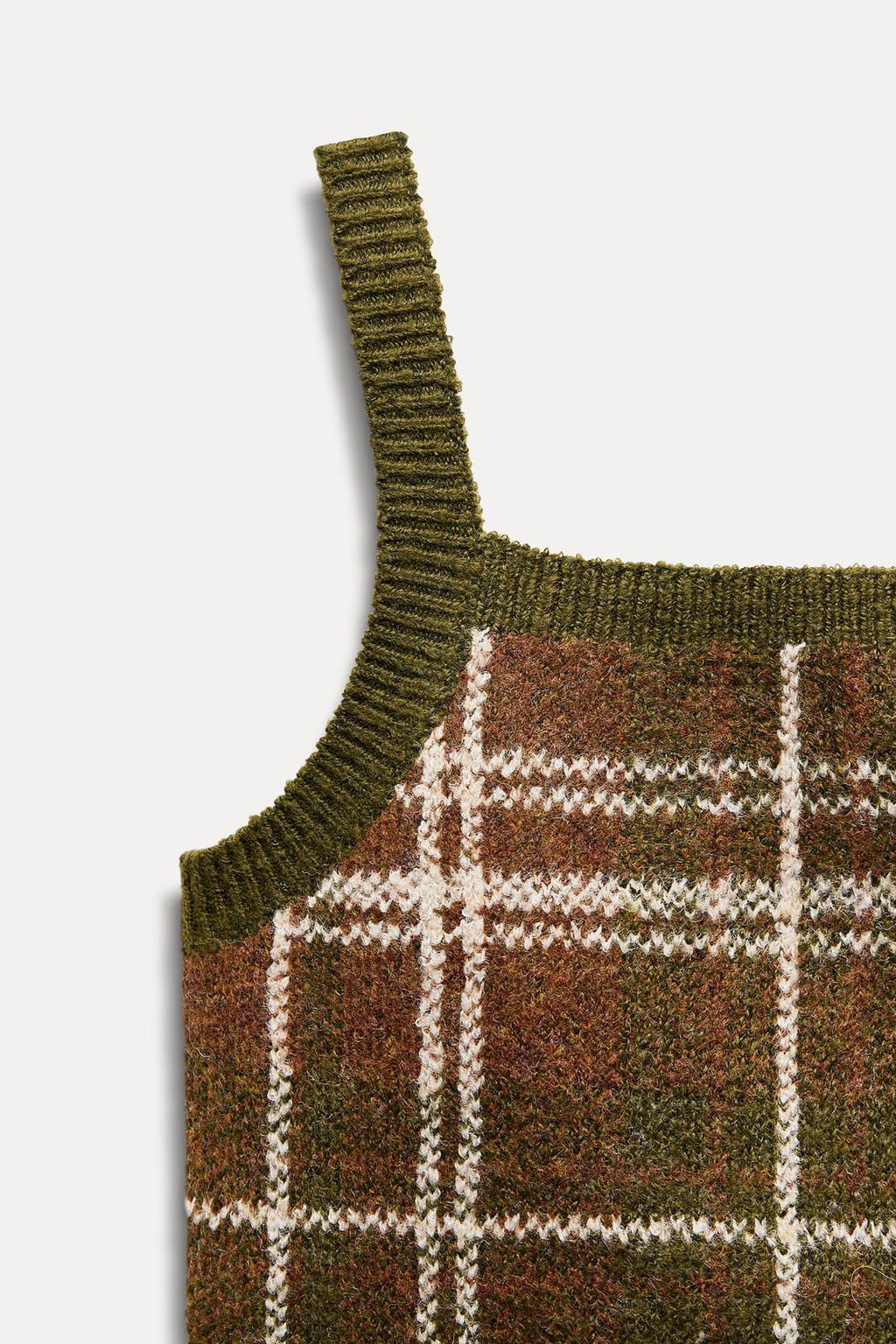 CHECKED KNIT STRAPPY TOP - Zara фото 4