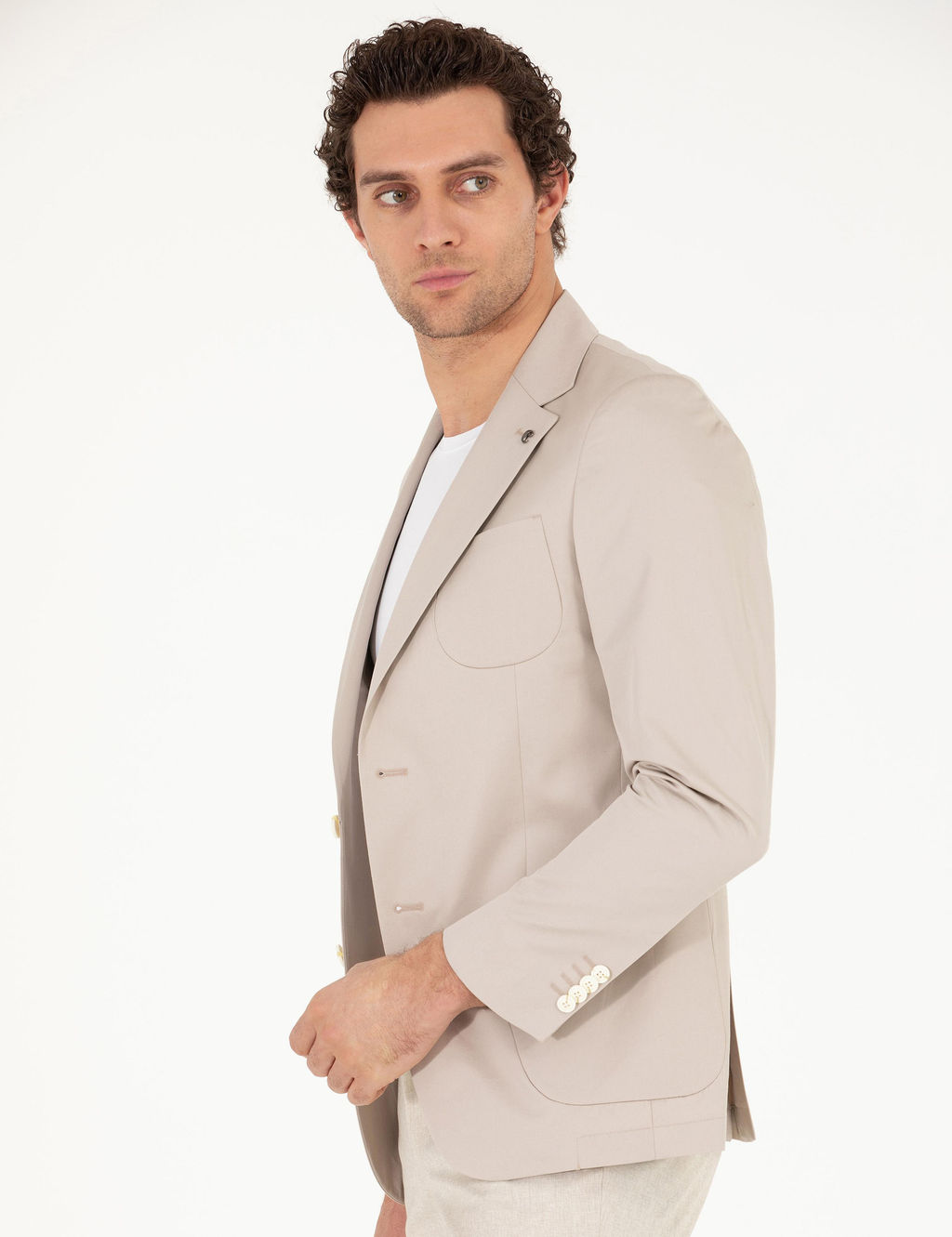 Bej Slim Fit Ceket