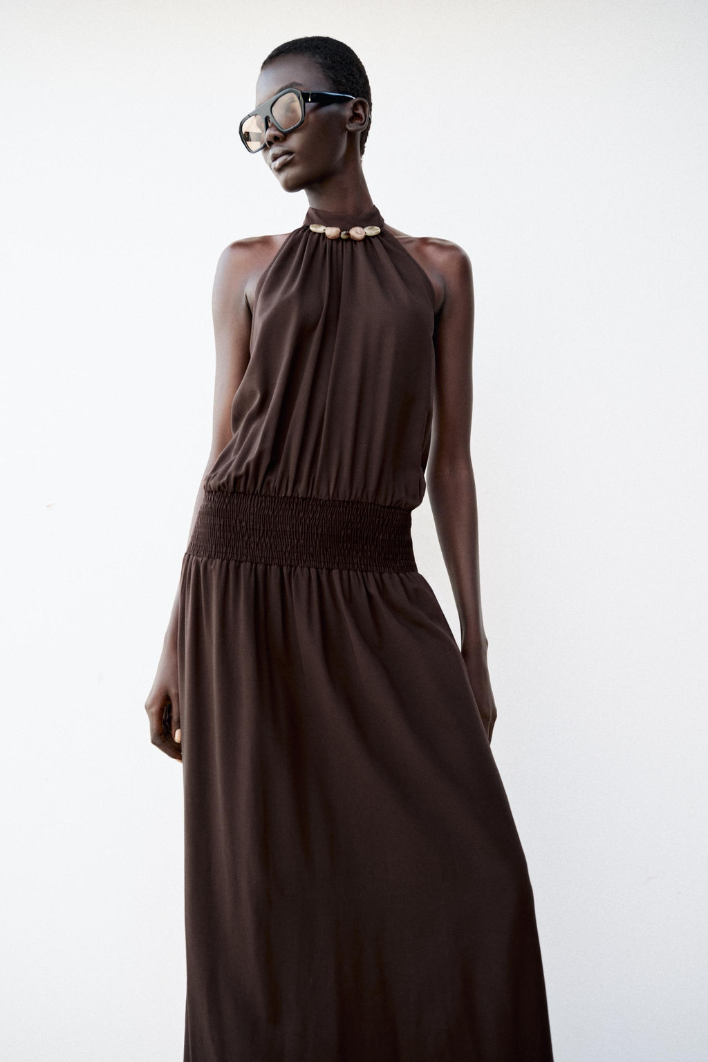 VESTIDO HALTER ABALORIOS / Marr?n - Zara фото 3